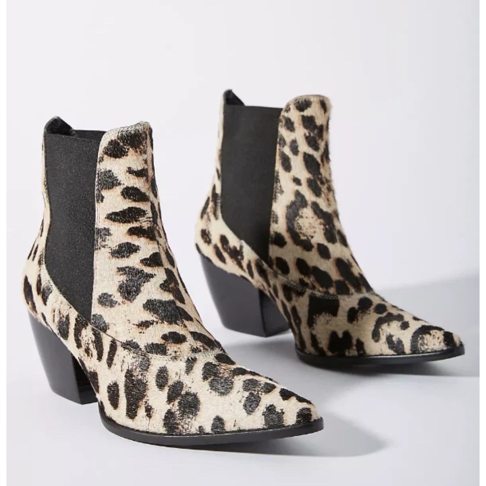 MATISSE ANTHROPOLOGIE‎ WOMEN'S GOLDEN GATE LEOPARD Ankle Boots Leather Size 7